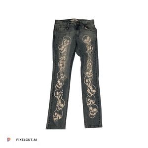 Designer blue denim broken promises jeans